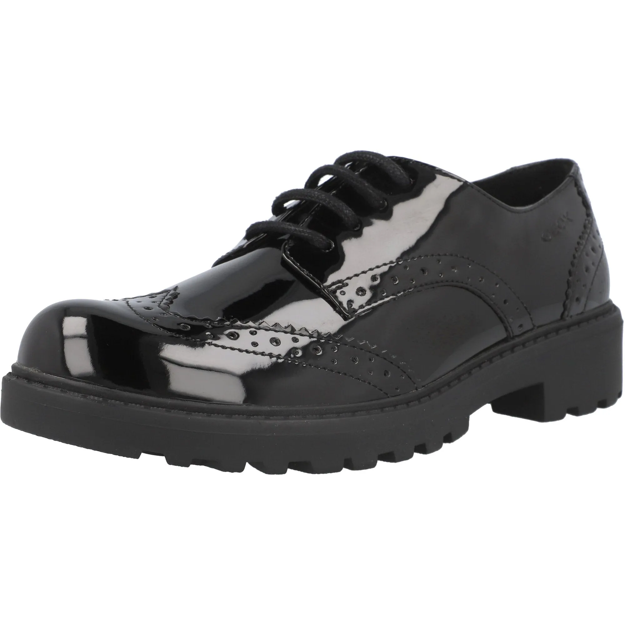 Geox Casey Black Patent Leather Boys' Derby Shoes