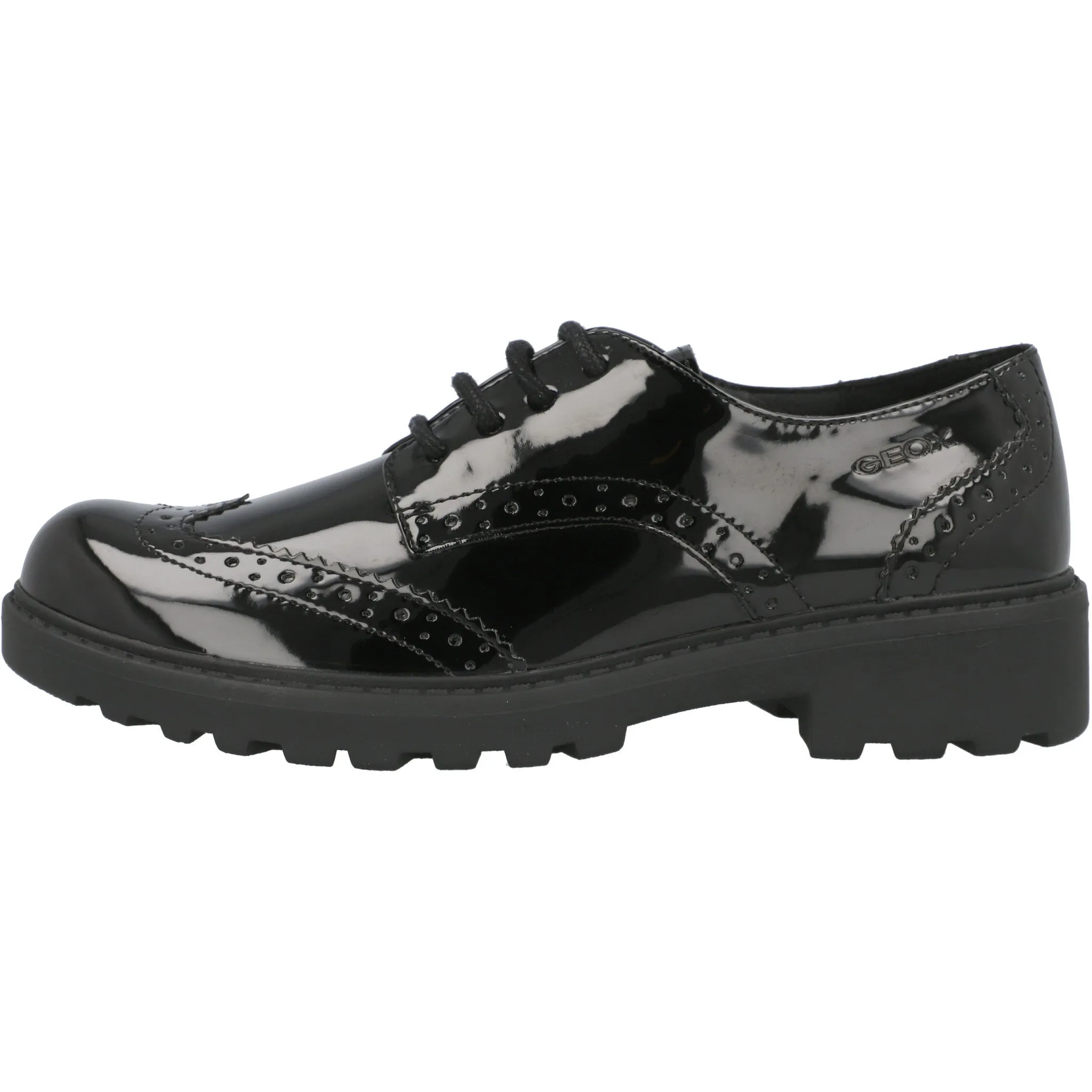 Geox Casey Black Patent Leather Boys' Derby Shoes