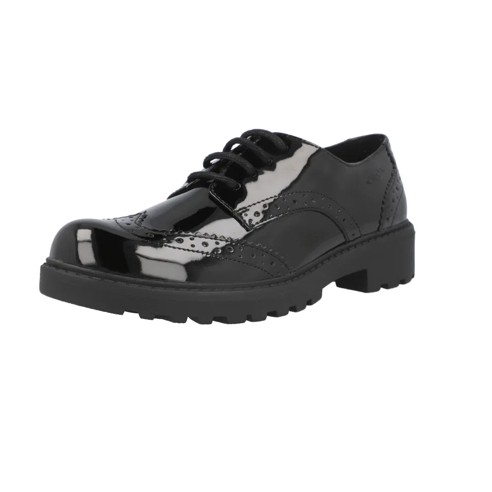 Geox Casey Black Patent Leather Boys' Derby Shoes