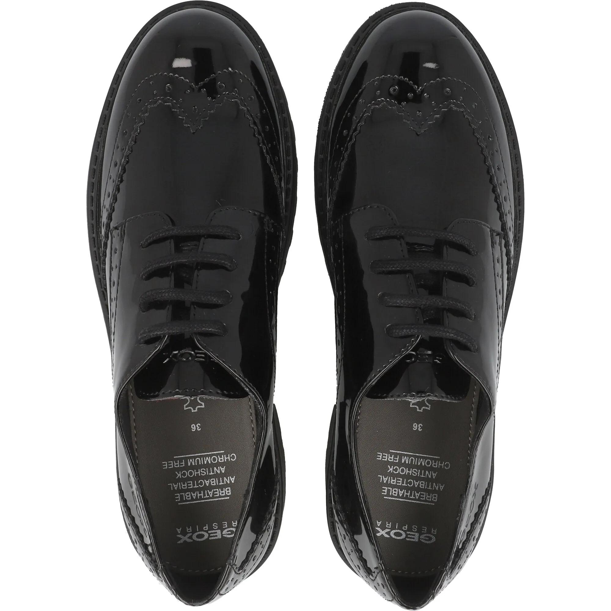 Geox Casey Black Patent Leather Boys' Derby Shoes
