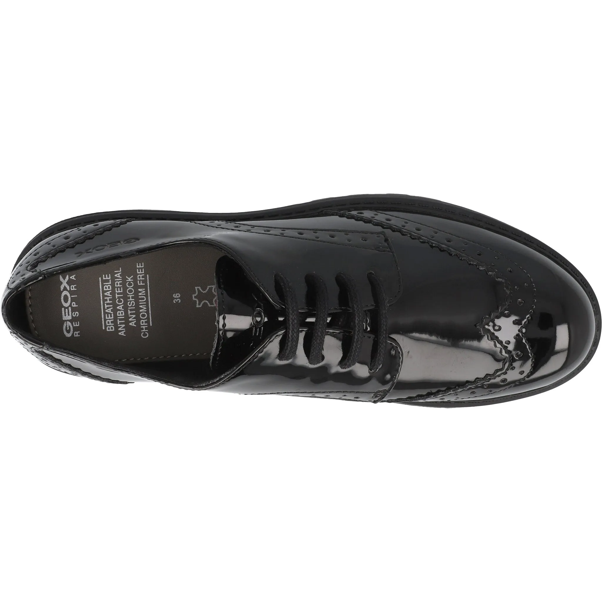 Geox Casey Black Patent Leather Boys' Derby Shoes