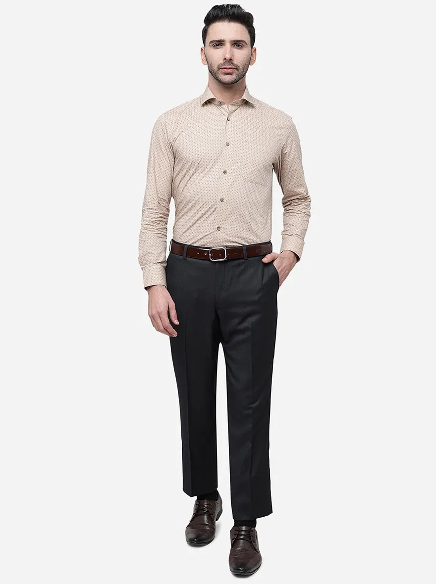 Grey Solid Classic Fit Formal Trouser | JadeBlue