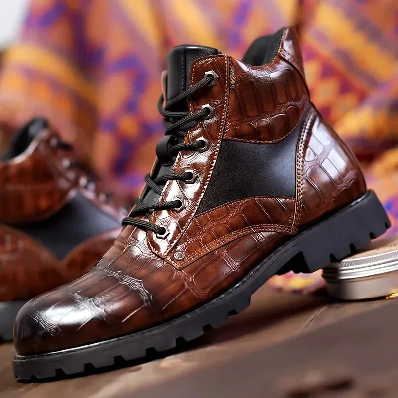 Gunner | Croc-Embossed Leather Boots