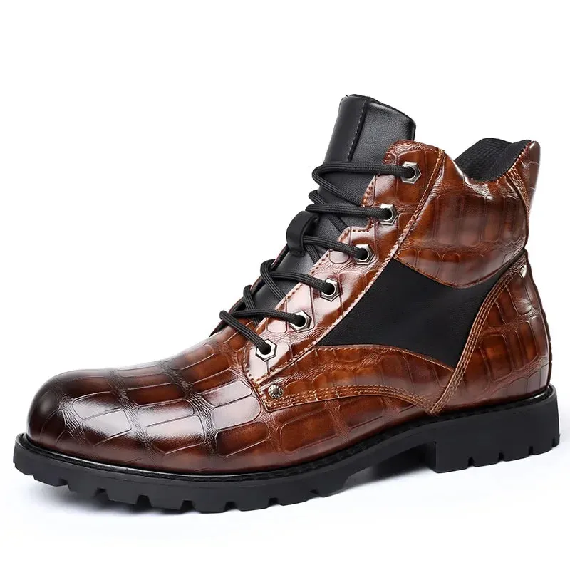 Gunner | Croc-Embossed Leather Boots