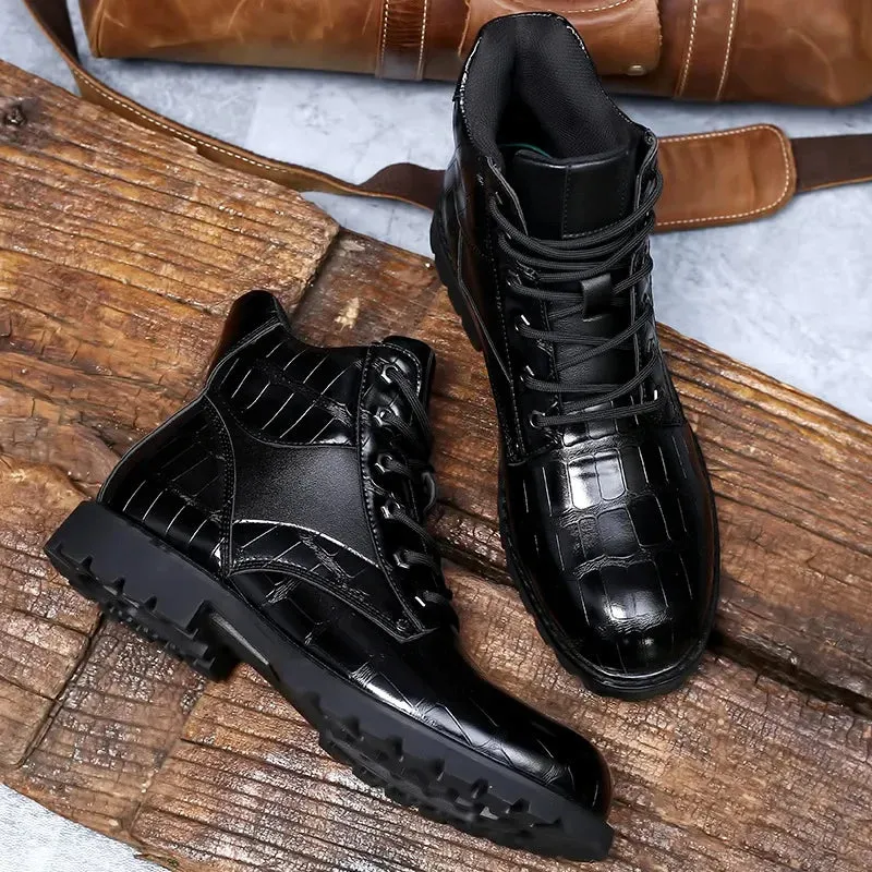 Gunner | Croc-Embossed Leather Boots