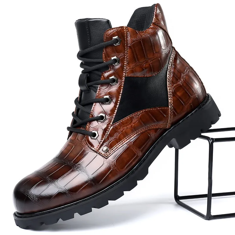 Gunner | Croc-Embossed Leather Boots