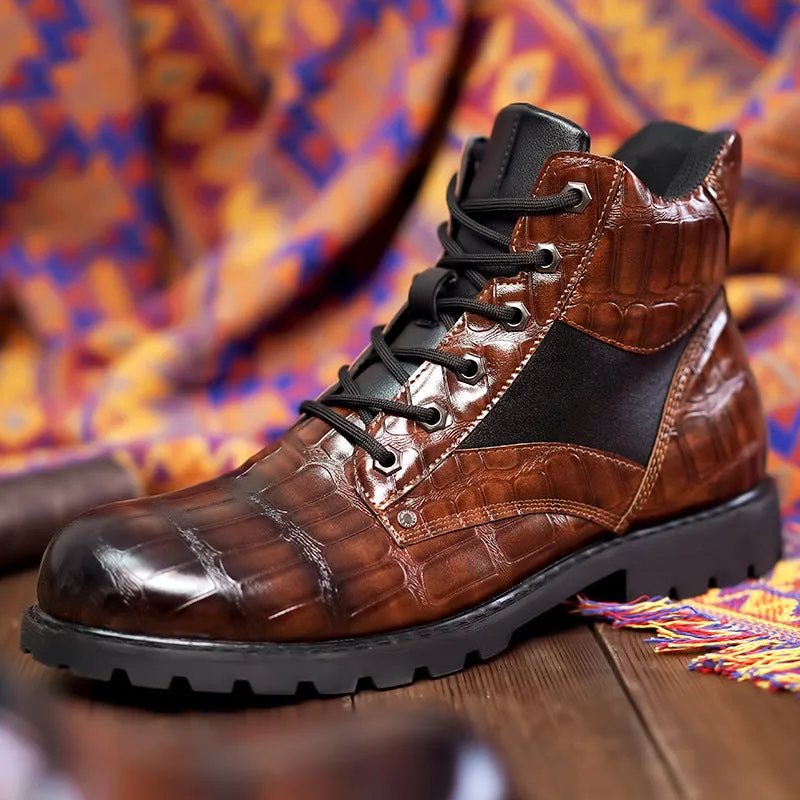Gunner | Croc-Embossed Leather Boots