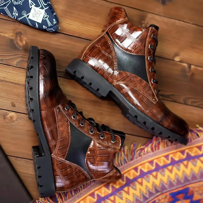 Gunner | Croc-Embossed Leather Boots