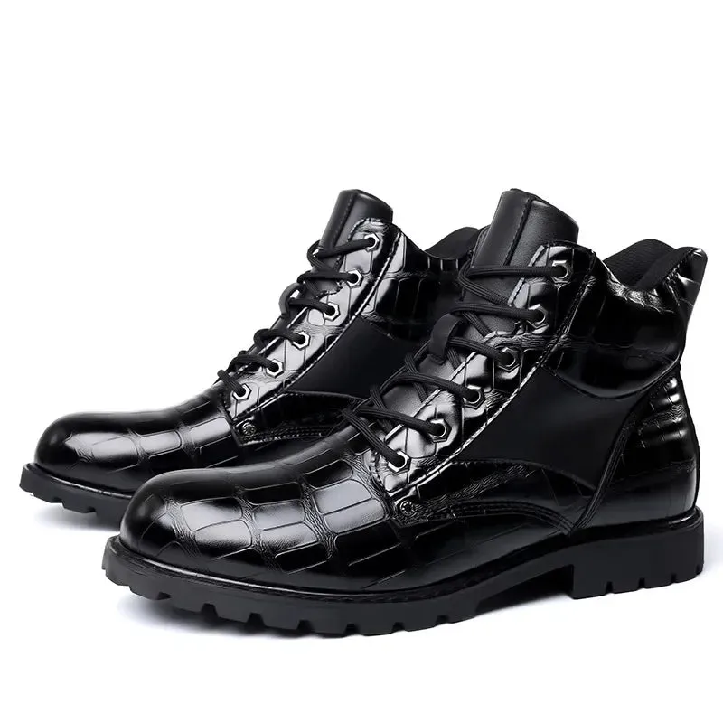 Gunner | Croc-Embossed Leather Boots