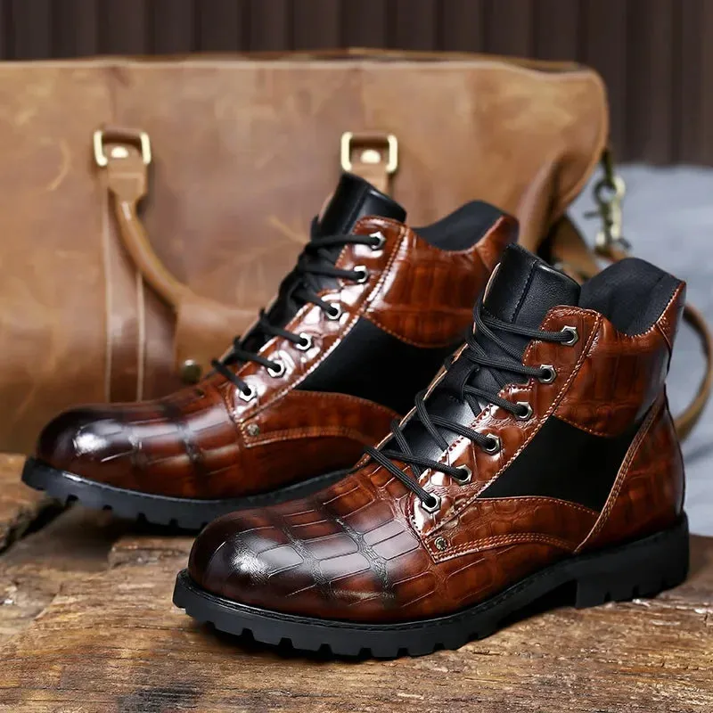 Gunner | Croc-Embossed Leather Boots