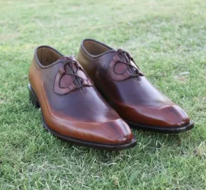 Handmade Antique Brown Leather Dress Shoes for Men