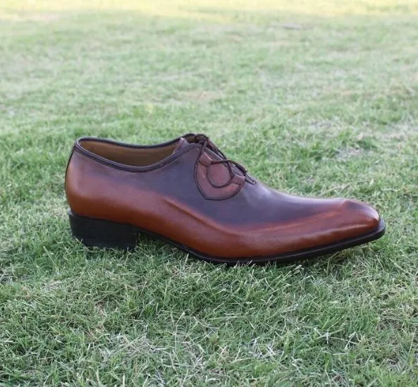 Handmade Antique Brown Leather Dress Shoes for Men