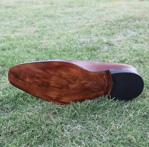 Handmade Antique Brown Leather Dress Shoes for Men
