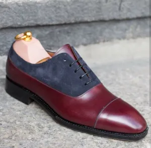 Handmade Cap Toe Lace Up Dress Shoes for Men
