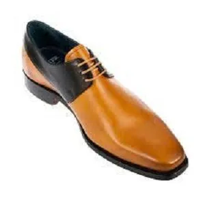 Handmade Derby Shoes for Men in Tan and Black Leather