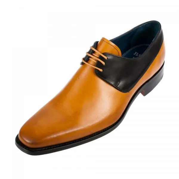 Handmade Derby Shoes for Men in Tan and Black Leather