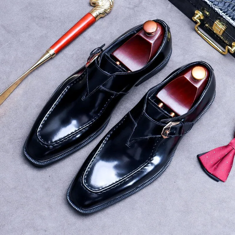 Handmade Genuine Leather Monk Strap Dress Shoes