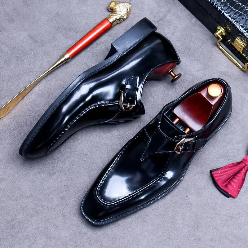 Handmade Genuine Leather Monk Strap Dress Shoes