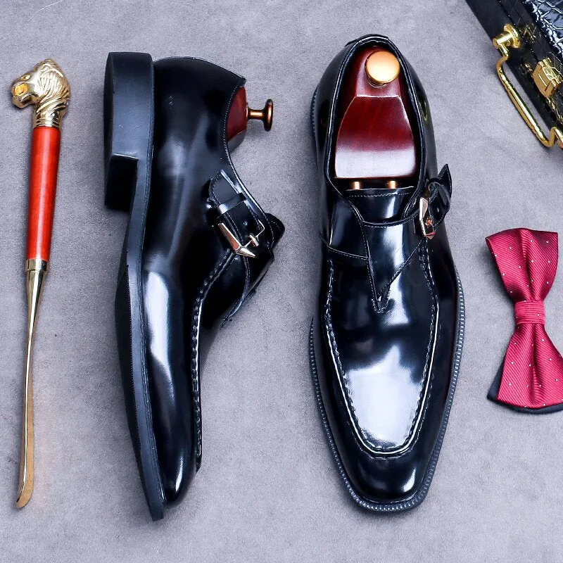 Handmade Genuine Leather Monk Strap Dress Shoes