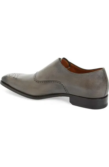 Handmade Gray Double Monk Shoes for Men