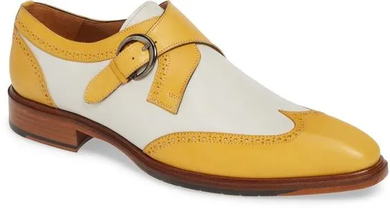 Handmade Men's Two-Tone Leather Wingtip Dress Shoes
