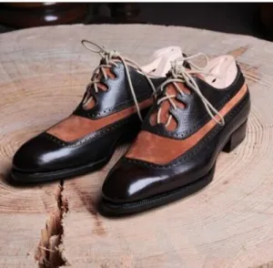 Handmade Two-Tone Brogue Derby Dress Shoes for Men