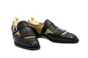 Handmade Two Tone Monk Shoes, Formal Leather Shoes for Men