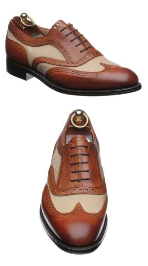 Handmade Two Tone Wing Tip Leather Dress Shoes for Men
