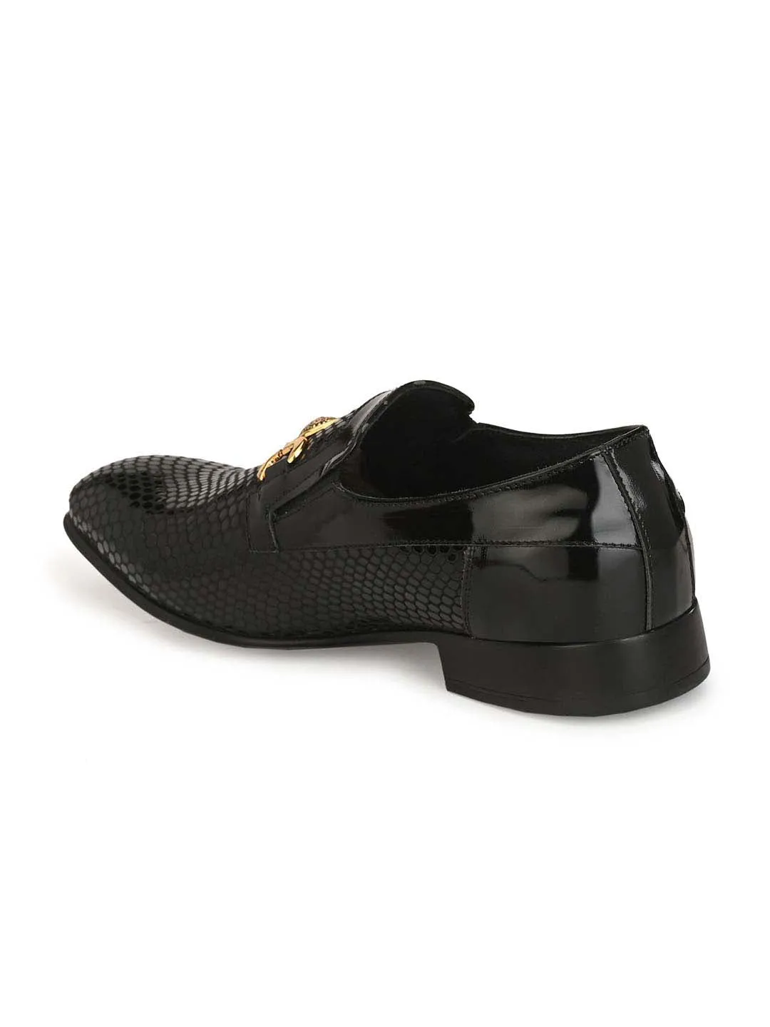 HITZ2108 Men's Black Leather Formal  Slip-On Shoes