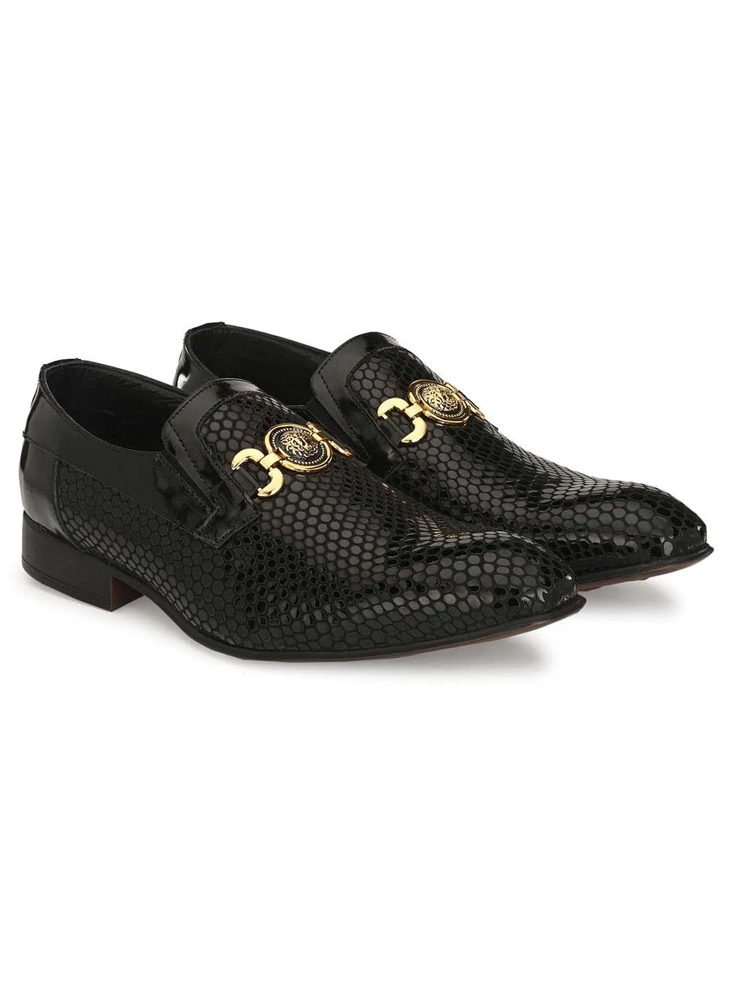 HITZ2108 Men's Black Leather Formal  Slip-On Shoes