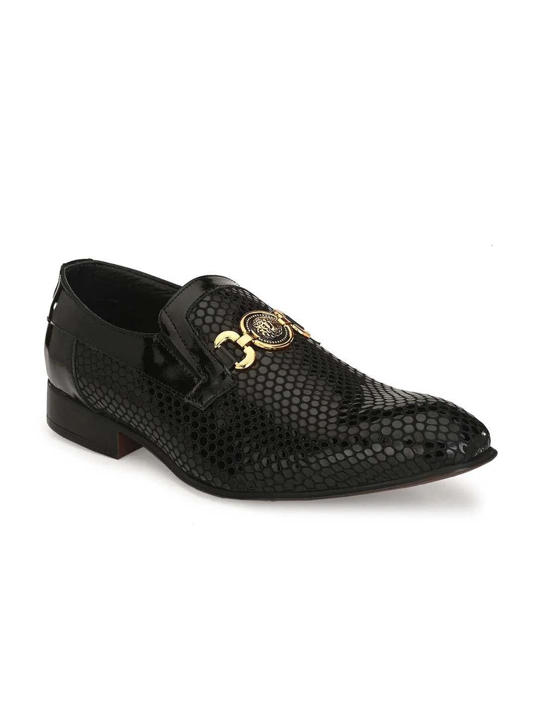 HITZ2108 Men's Black Leather Formal  Slip-On Shoes