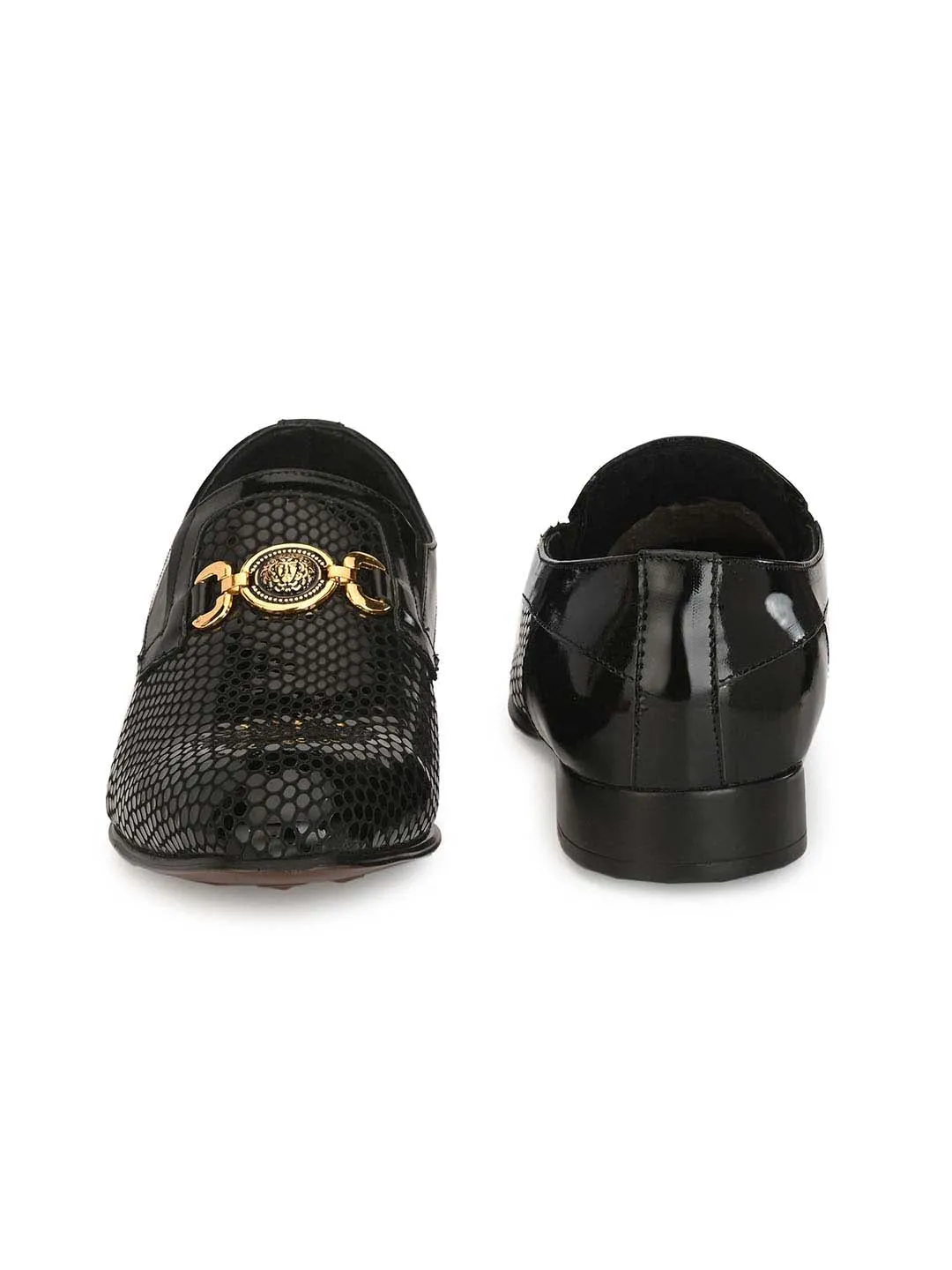 HITZ2108 Men's Black Leather Formal  Slip-On Shoes