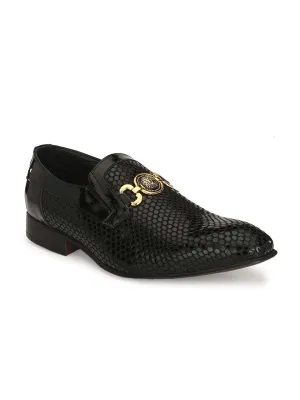 HITZ2108 Men's Black Leather Formal  Slip-On Shoes