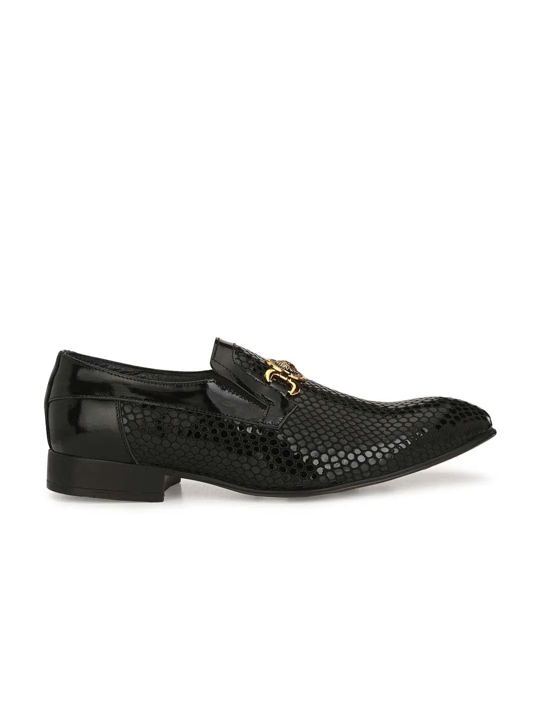 HITZ2108 Men's Black Leather Formal  Slip-On Shoes