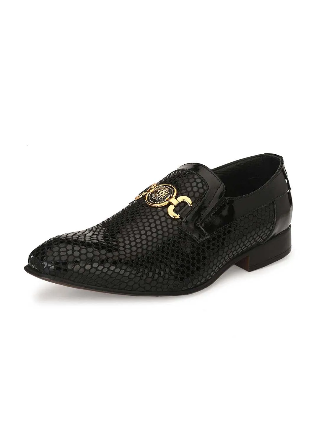 HITZ2108 Men's Black Leather Formal  Slip-On Shoes