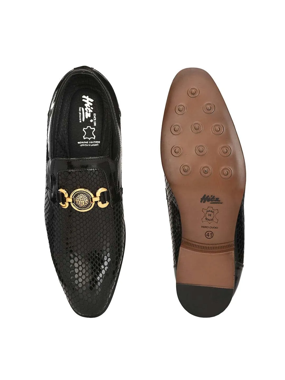 HITZ2108 Men's Black Leather Formal  Slip-On Shoes