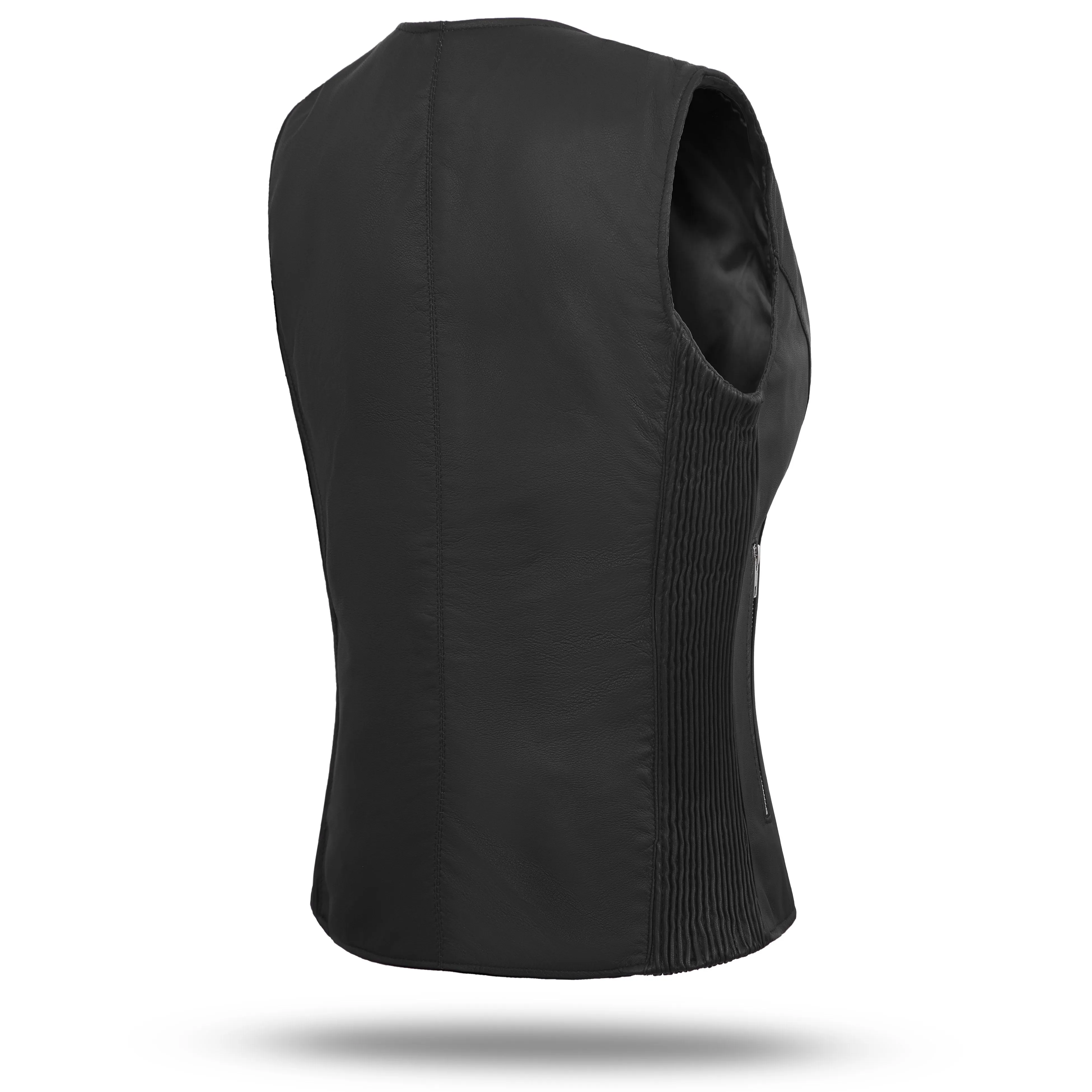 HL14854LMB WOMEN SIDE STRETCH VEST M/O LAMB LEATHER BLACK