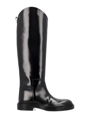 JIL SANDER Knee-High Leather Horse Boots