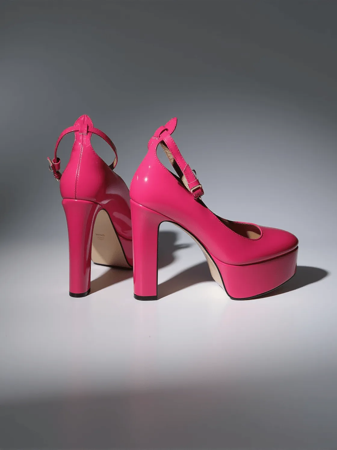 Kalea Leather Platform Heels In Hot Pink
