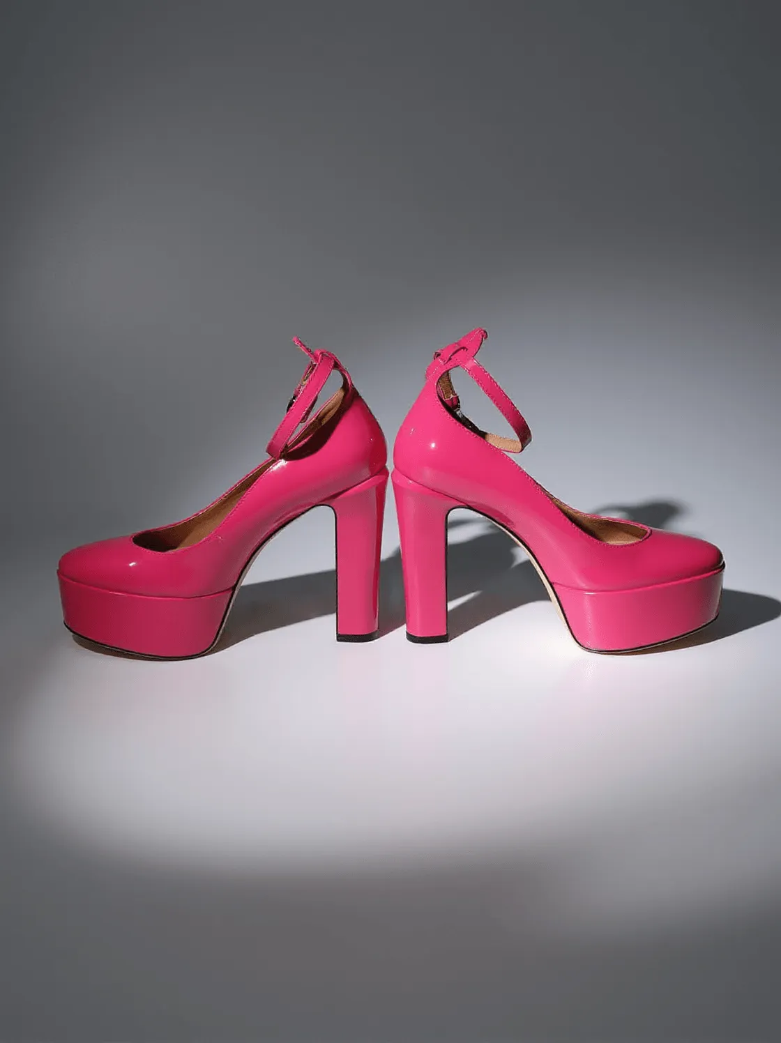 Kalea Leather Platform Heels In Hot Pink