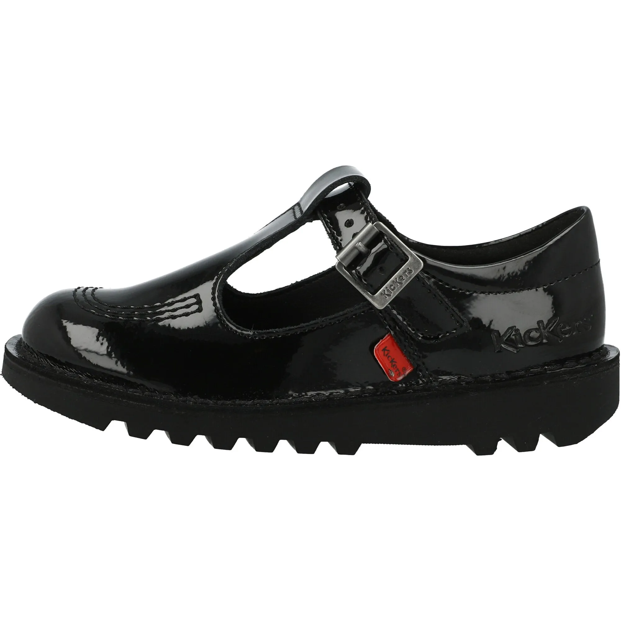 Kickers Kick T-Bar Black Leather School Shoes