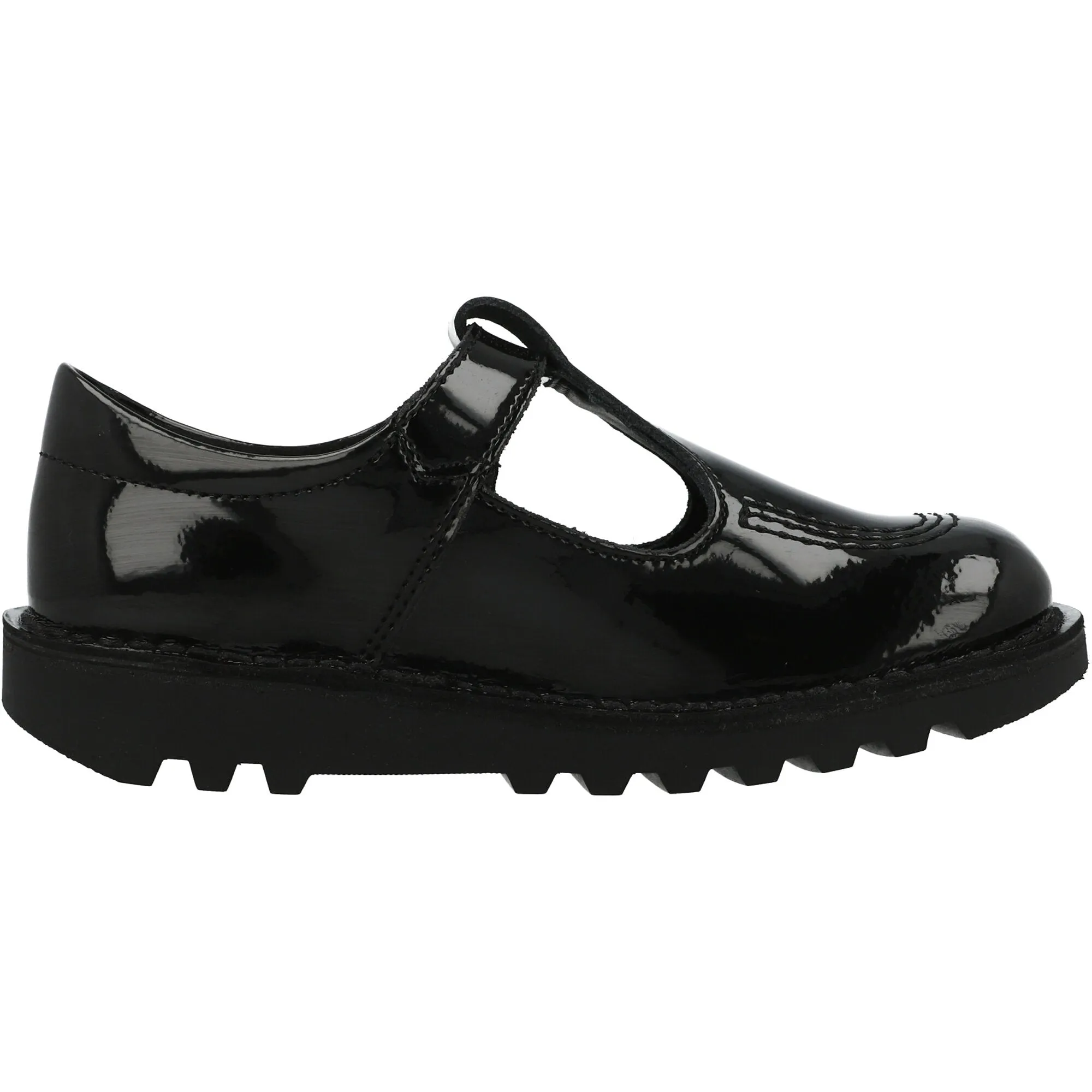 Kickers Kick T-Bar Black Leather School Shoes