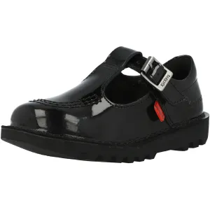 Kickers Kick T-Bar Black Leather Shoes