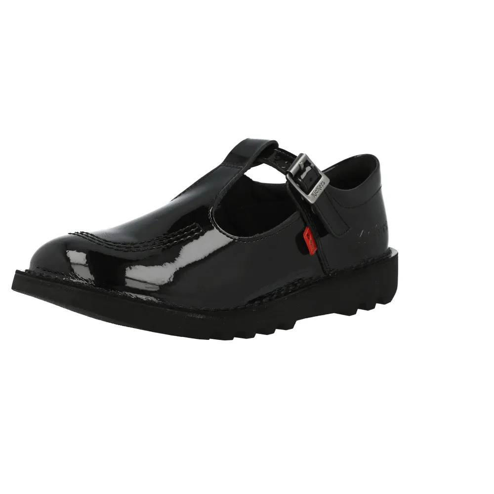 Kickers Kick T-Bar Black Leather Shoes