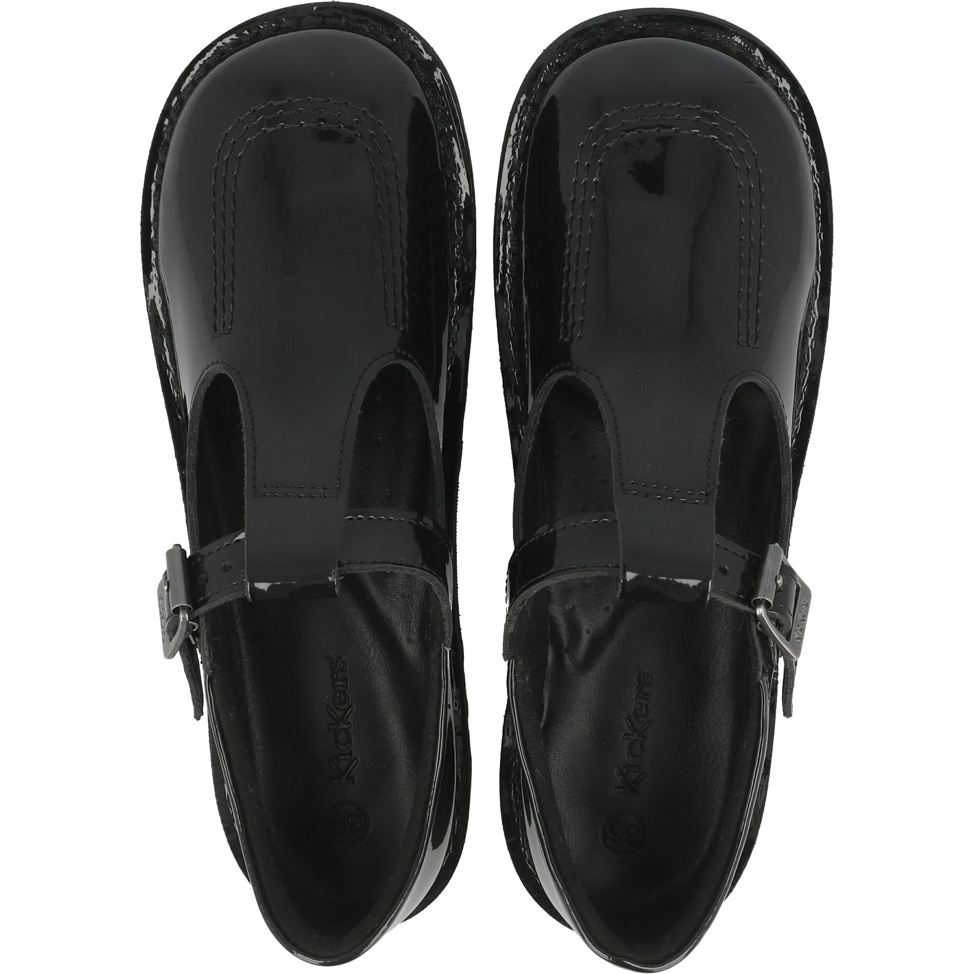 Kickers Kick T-Bar Black Leather Shoes
