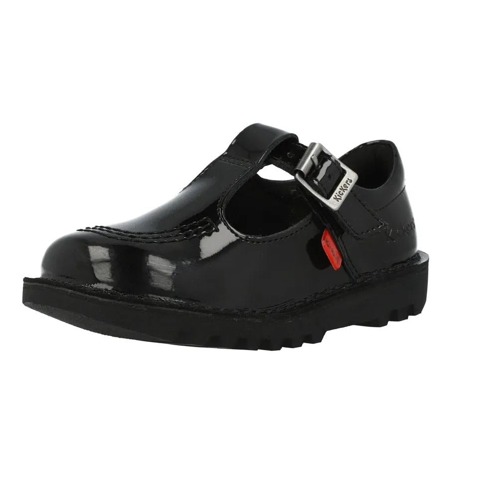 Kickers Kick T-Bar Black Leather Shoes