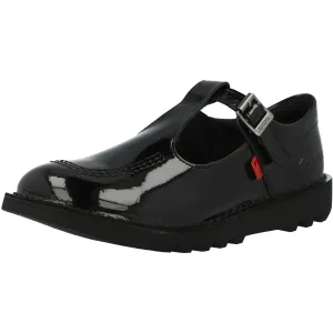 Kickers Kick T-Bar Black Leather Shoes