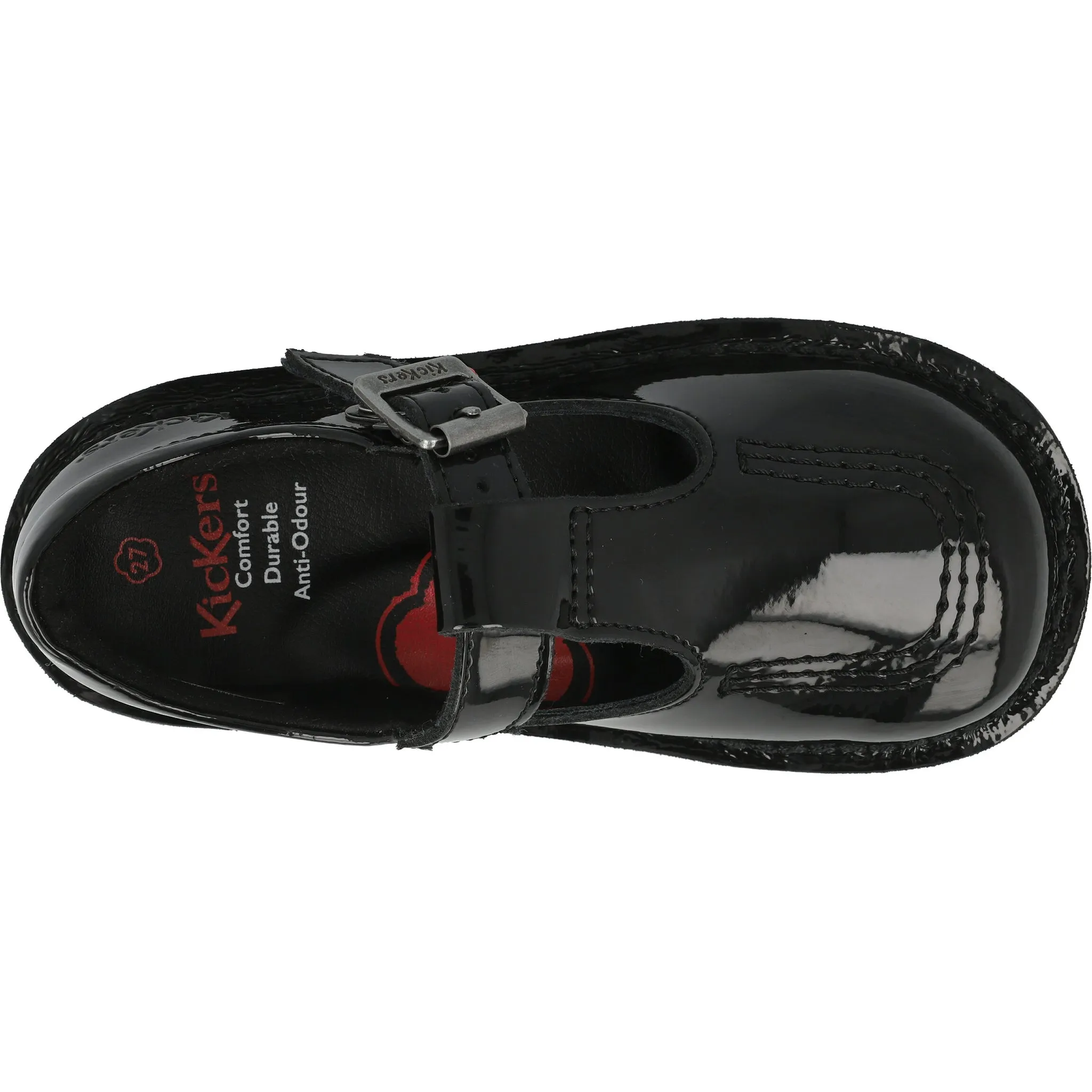 Kickers Kick T-Bar Black Patent Leather Shoes