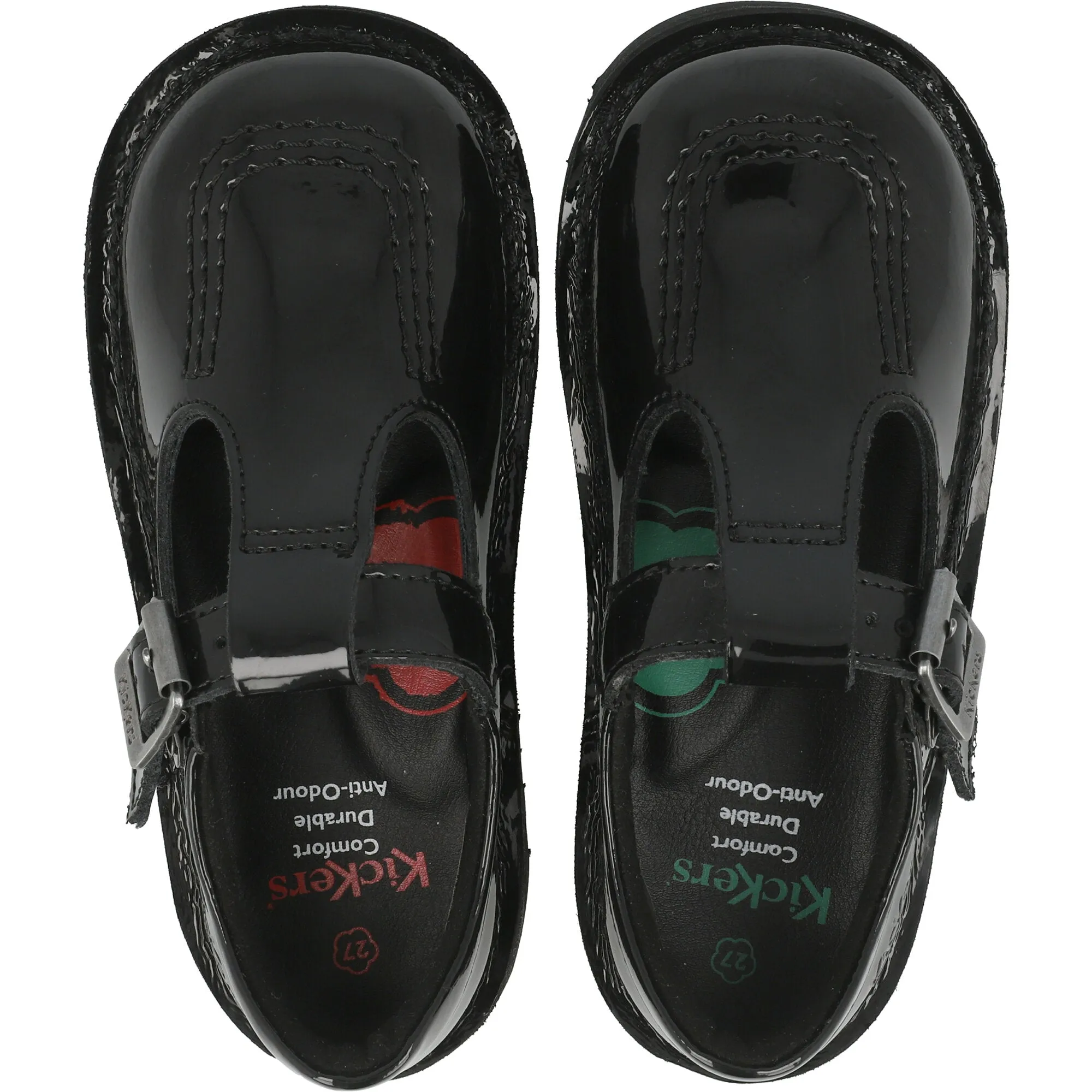 Kickers Kick T-Bar Black Patent Leather Shoes