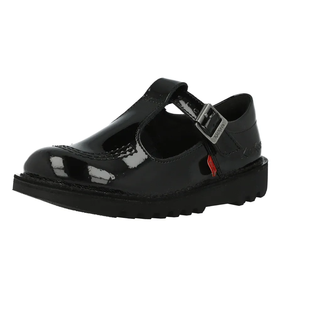 Kickers Kick T Black Leather School Shoes